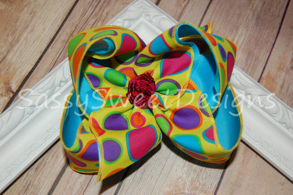 Multi Big Dot or Stripes Hair Bow