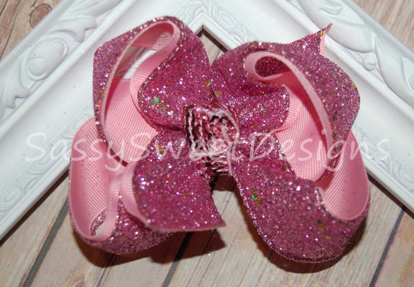 Small Medium Infant Toddler Baby Glitter Hair Bow