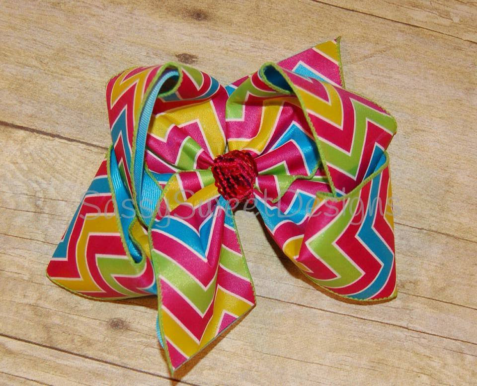 Bright Multi Chevron Hair Bow