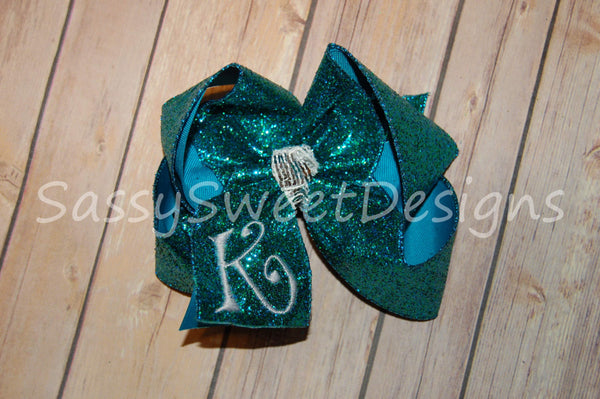 Sapphire Solid Glitter Hair Bow