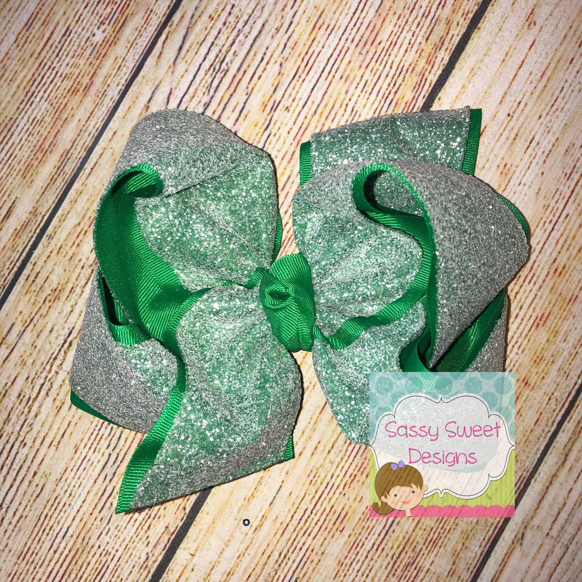Green Sugar Glitter Hair Bow