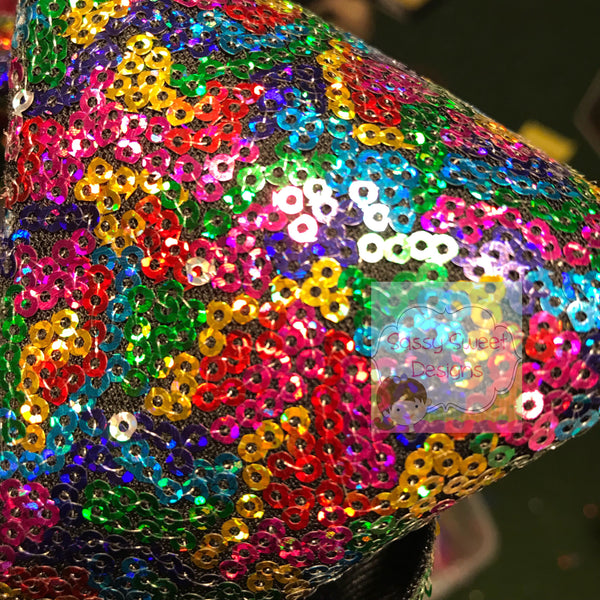 Multi Color Black Sassy Sequins Hair Bow