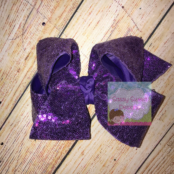 Grape Sassy Sequins Hair Bow