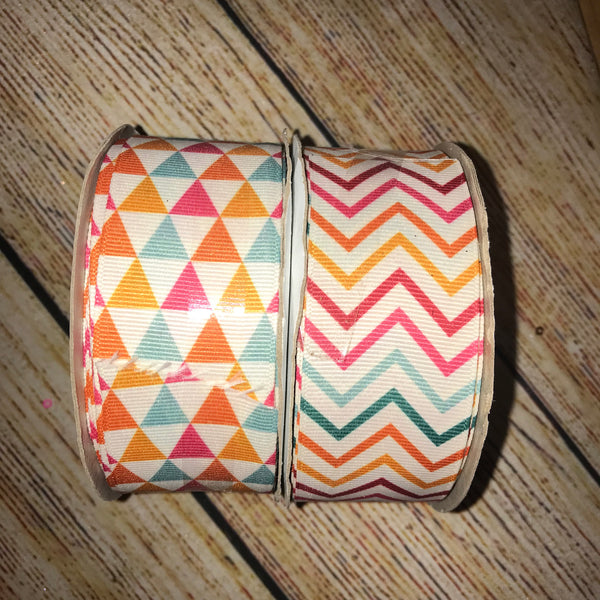 Chevron Fall Prints Double or Triple Glitter Hair Bows