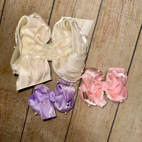Pearl & Silk Hair Bows