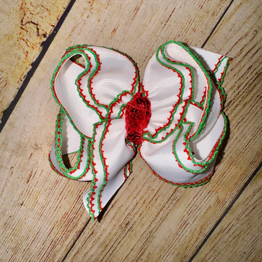 CHRISTMAS 2026 DOUBLE MOONSTITCH Triple Layer Frilly Hairbow