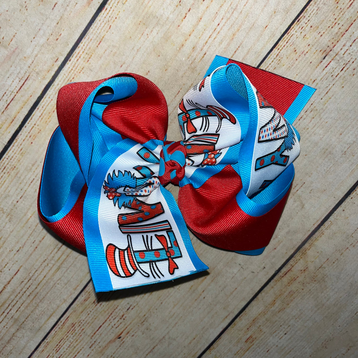 SEUSS Name Twisted Grosgrain Bow