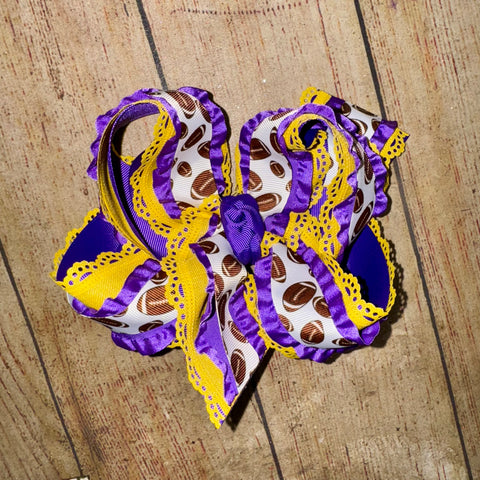 SPORTS Frilly Double Ruffle Triple Layer Bow -Choose your colors!