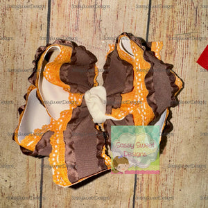 FALL Frilly Double Ruffle Triple Layer Bow