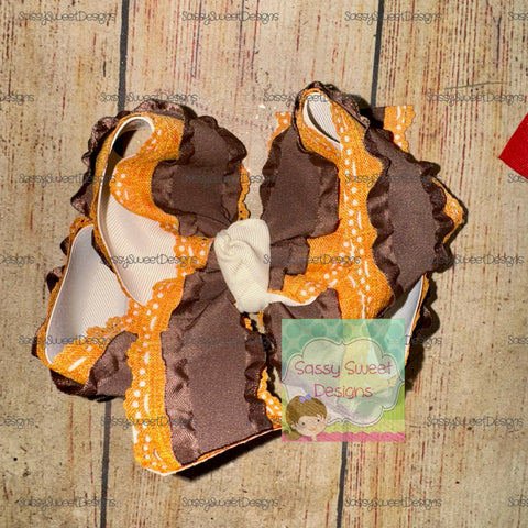 FALL Frilly Double Ruffle Triple Layer Bow