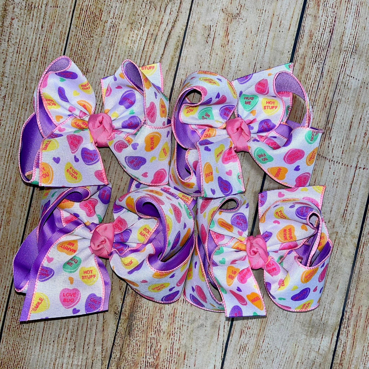 Valentine Candy Heart Canvas Bow