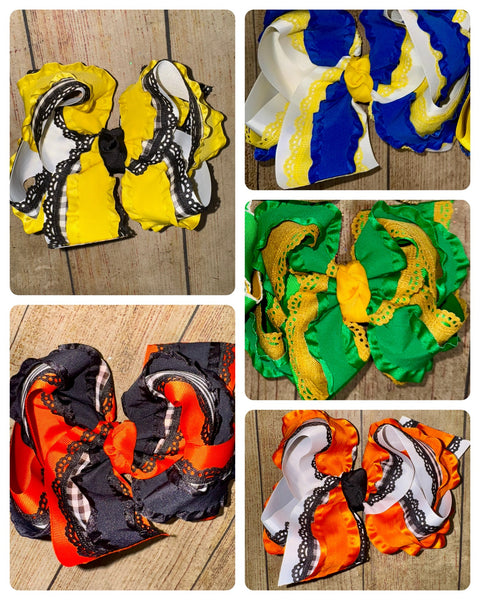 BAB Build-A-Bow Frilly Double Ruffle Triple Layer Bow -Choose your colors!