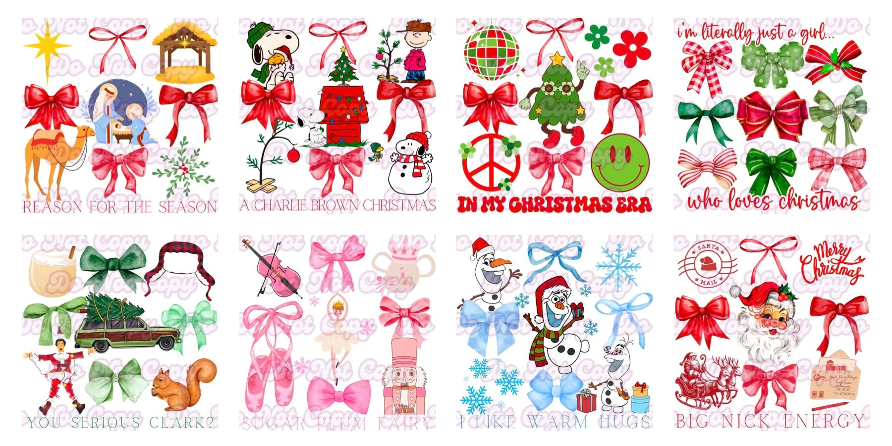 2024 Christmas Coquette Full Print or Twisted Bows