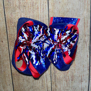 *LIMITED* FIRECRACKER Over The Top Tinsel Bows PATRIOTIC