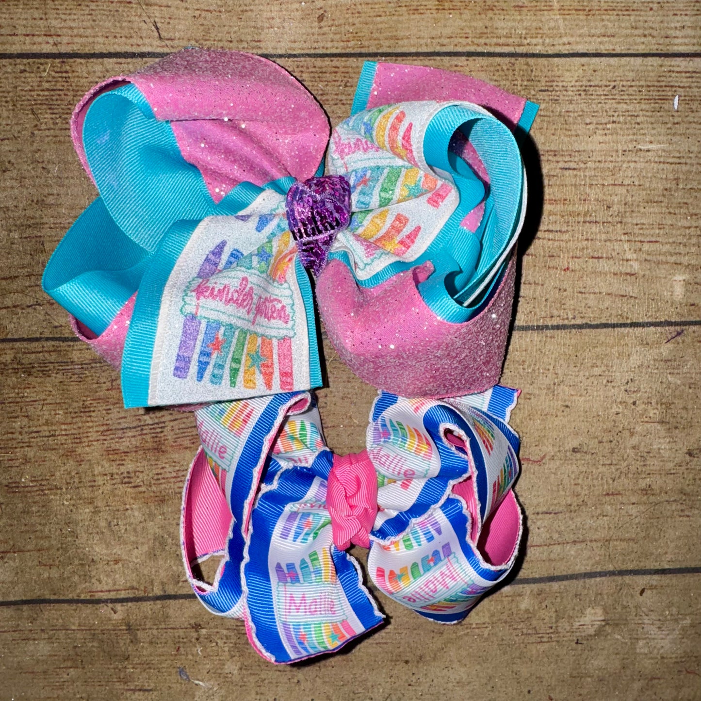 2026 BTS Frilly Personalized Name CRAYONS Bow Custom Printed Hair Bow