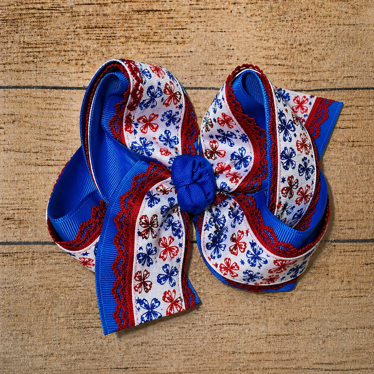 RWB Bowknot Frilly Triple Layer Bow