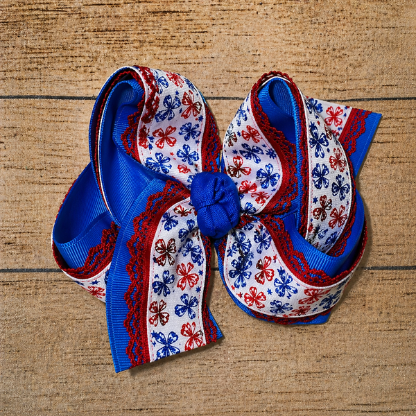 RWB Bowknot Frilly Triple Layer Bow