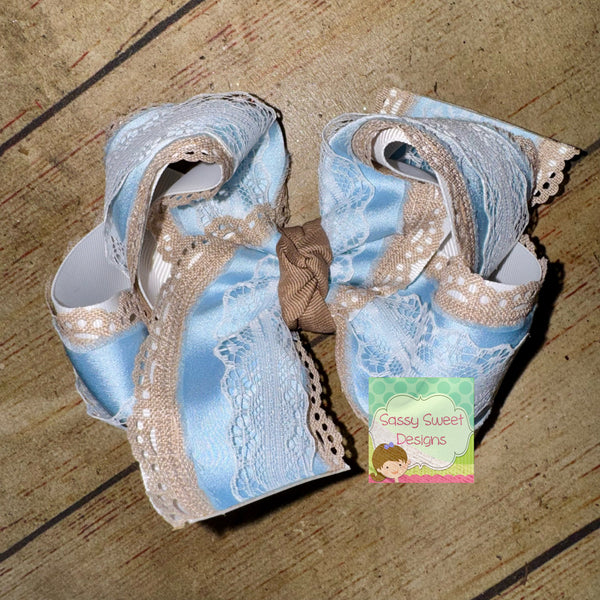 Lace Frilly JBI COASTAL CUTIE Triple Layer Bow