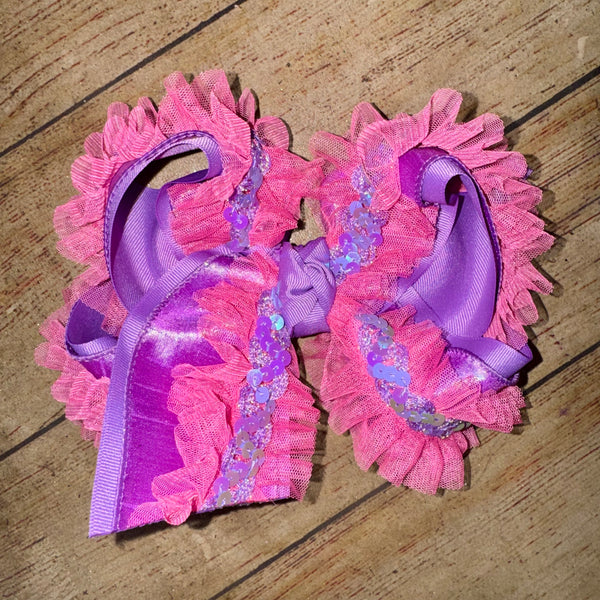 FANCY Frilly Tulle Triple Layer Bow -Choose your colors!