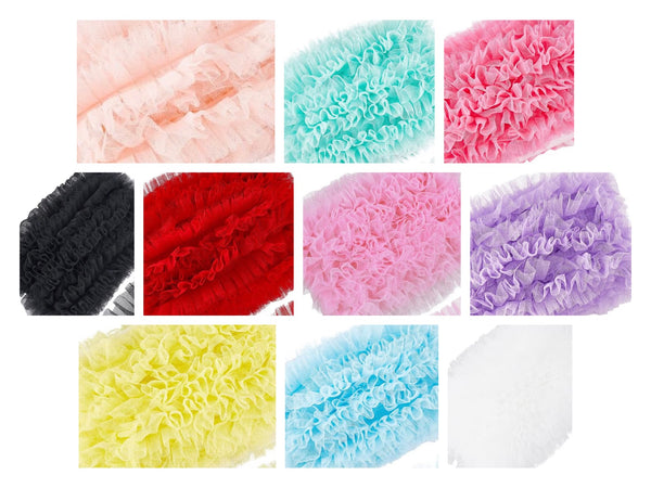 FANCY Frilly Tulle Triple Layer Bow -Choose your colors!