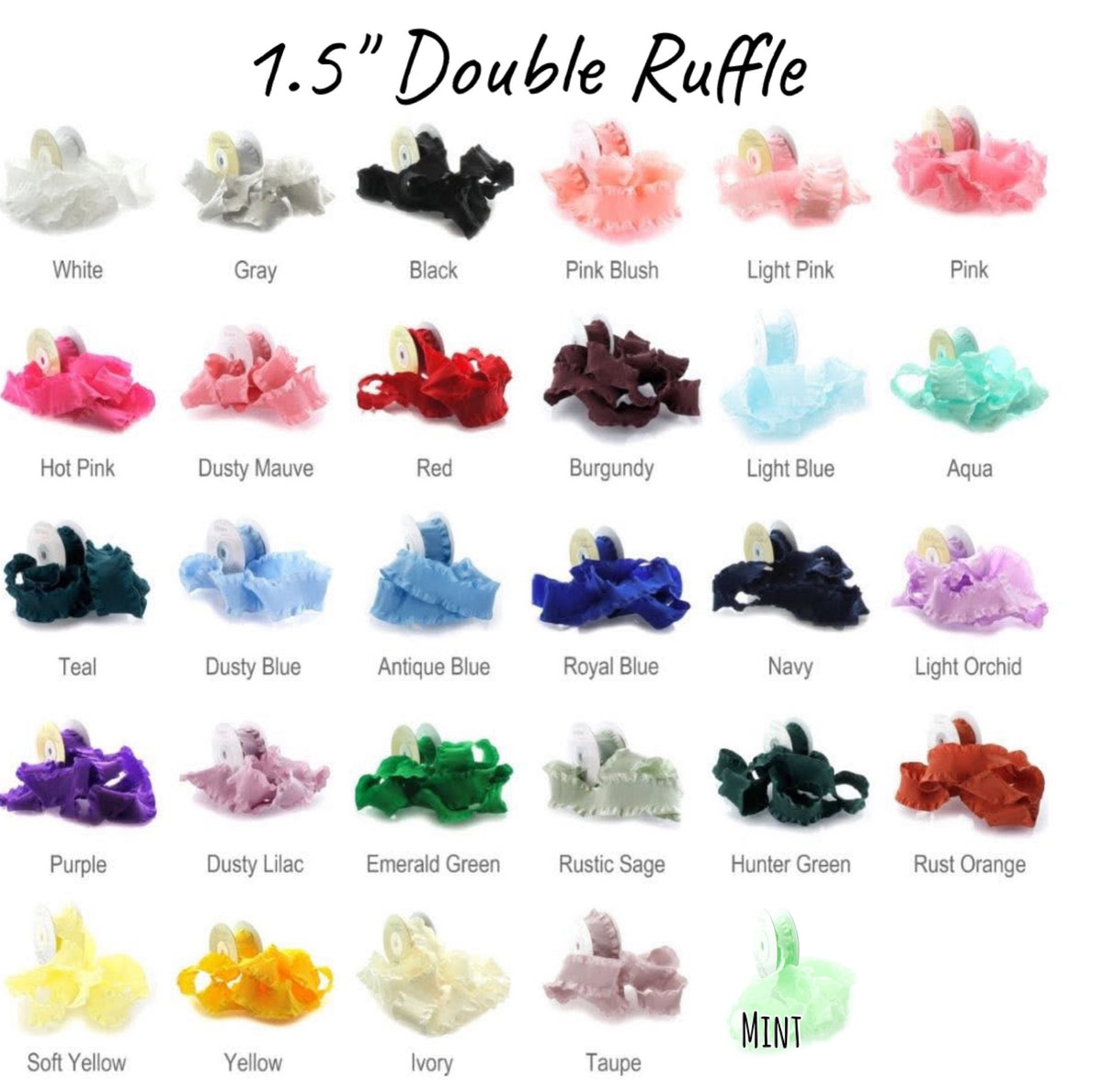 SATIN BAB Build-A-Bow Frilly Double Ruffle Triple Layer Bow -Choose your colors! (Copy)