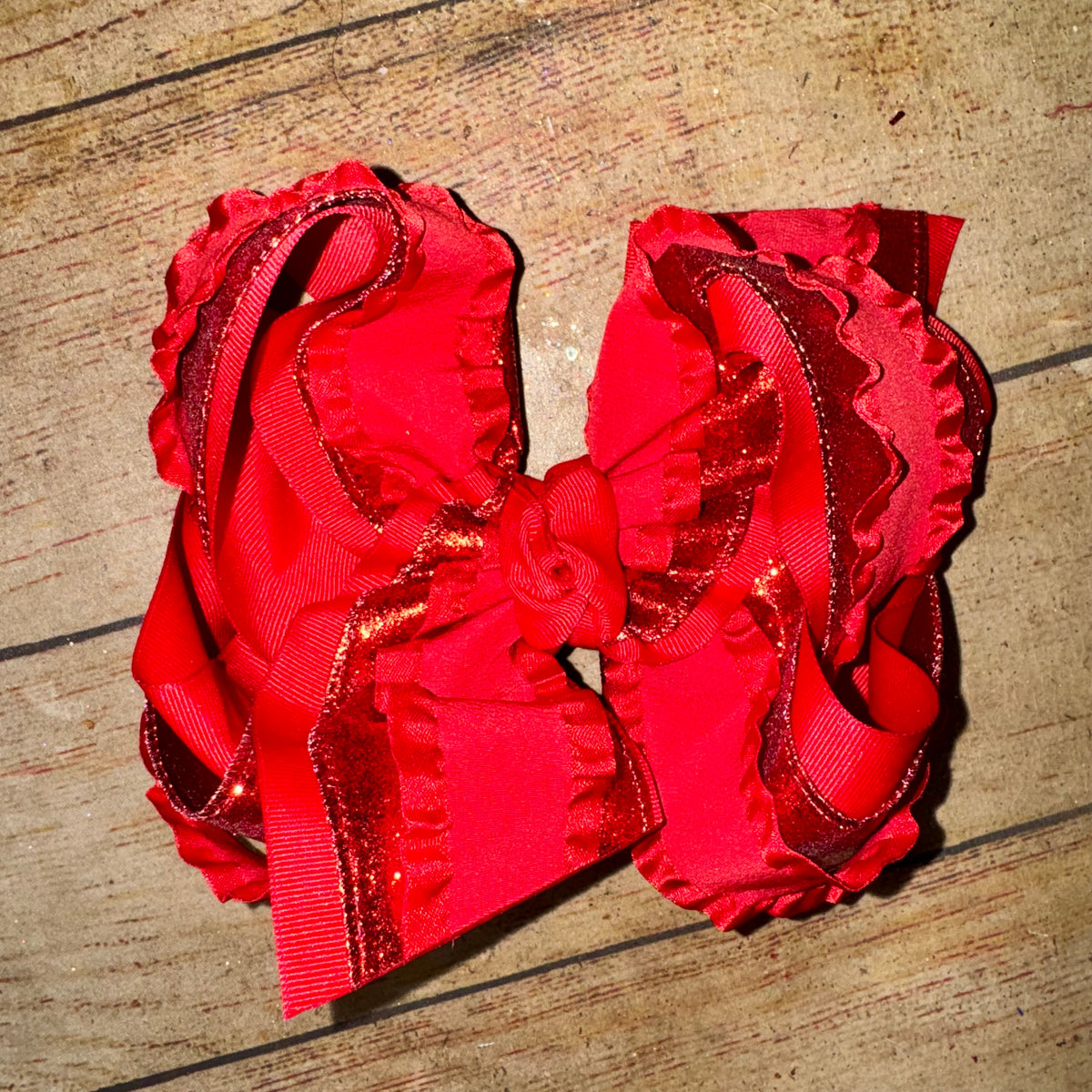 GLITTER BAB Build-A-Bow Frilly Double Ruffle Triple Layer Bow -Choose your colors!