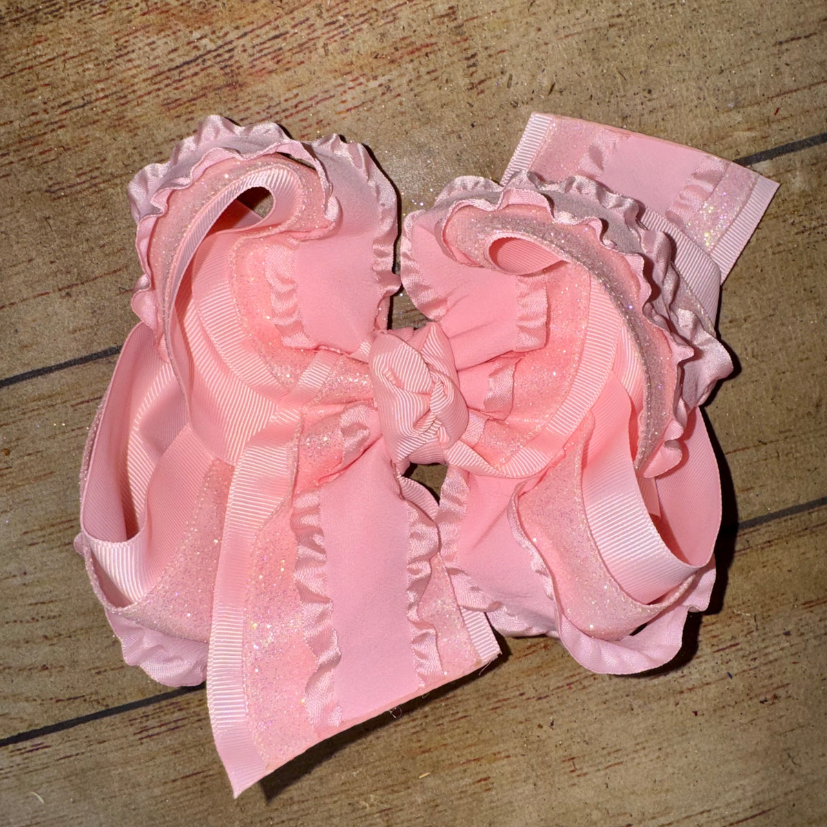 GLITTER BAB Build-A-Bow Frilly Double Ruffle Triple Layer Bow -Choose your colors!