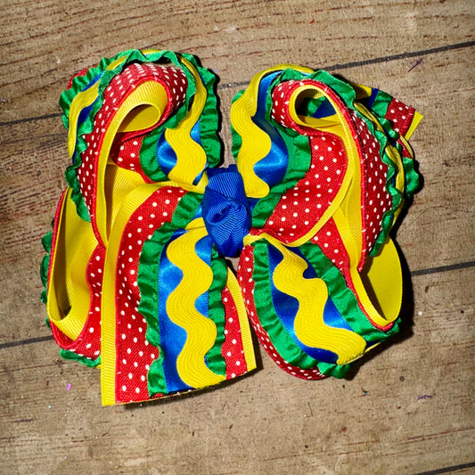 2026 BTS Frilly Ric Rac Zig Zag Primary Colors Bow