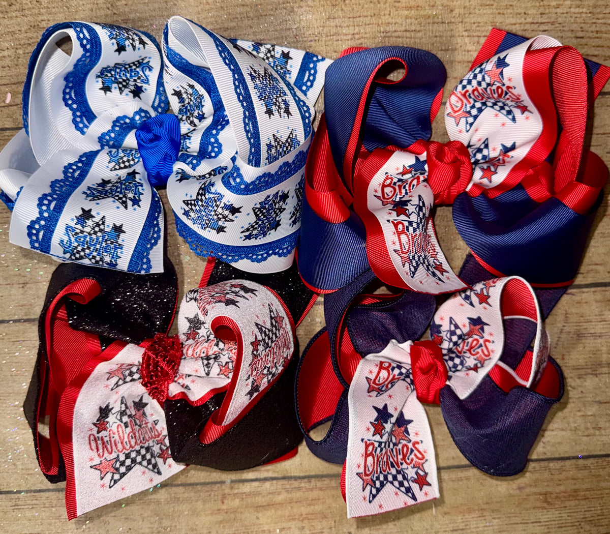 2026 Custom Checker Star Bows SCHOOL SPIRIT Personalized Custom Printed Hair Bow