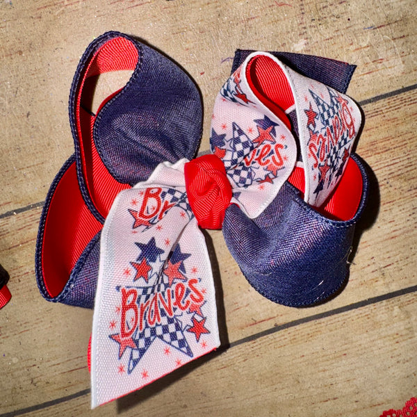 2026 Custom Checker Star Bows SCHOOL SPIRIT Personalized Custom Printed Hair Bow