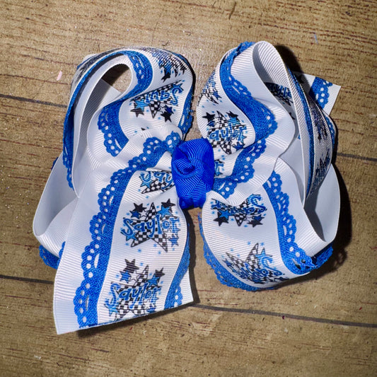 2026 Custom Checker Star Bows SCHOOL SPIRIT Personalized Custom Printed Hair Bow