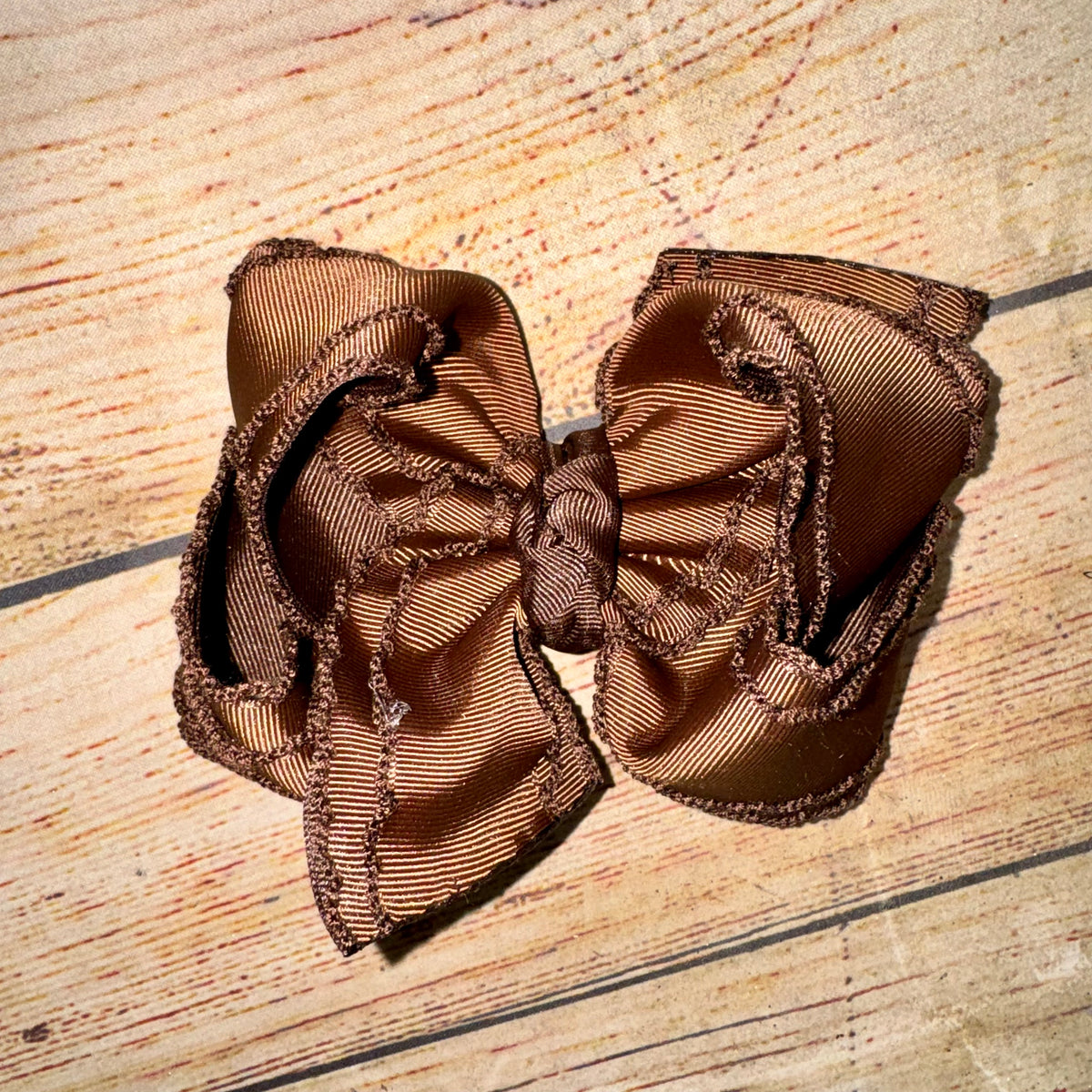 Copper & Clay Mini Drop MOCHA DREAM Double Brown Moonstitch Bow