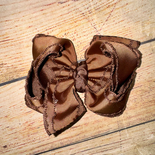 Copper & Clay Mini Drop MOCHA DREAM Double Brown Moonstitch Bow