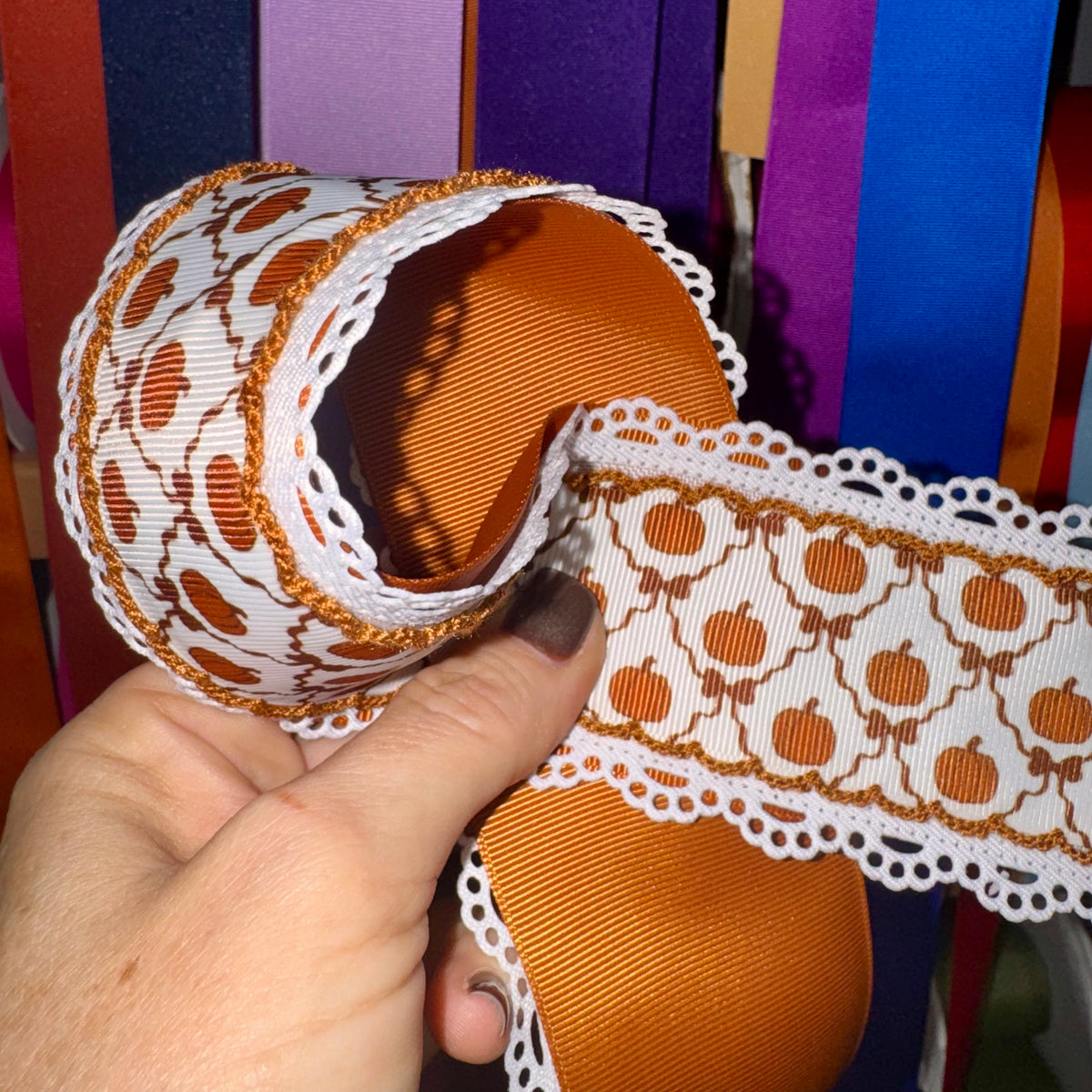 2026 Thanksgiving Fall Pumpkins & Bows Frilly Bow
