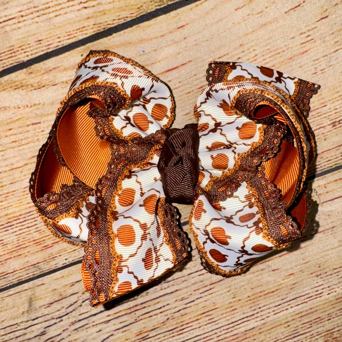 2026 Thanksgiving Fall Pumpkins & Bows Frilly Bow