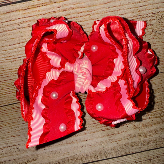 MERRY & PINK A Very Merry Mini Drop Frilly Moonstitch & Pearl Bow