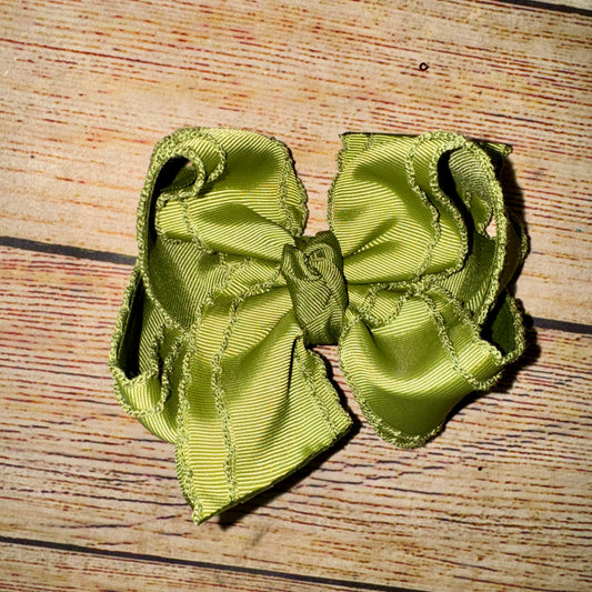 OLIVE Harvest Neutrals Fall Mini Drop Double Moonstitch Hairbows Green