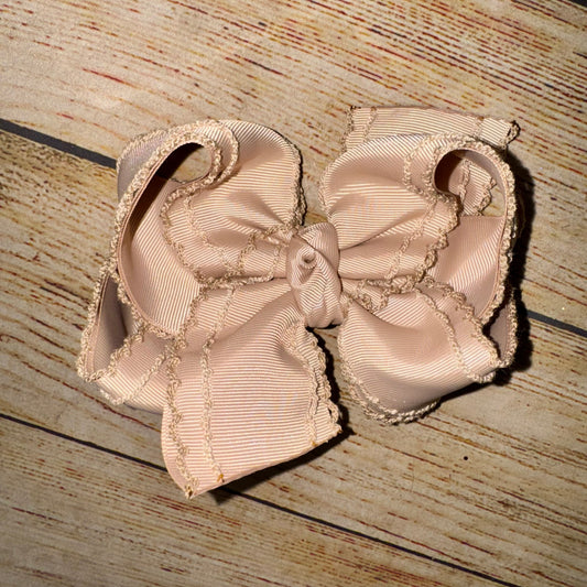 MAPLE Harvest Neutrals Fall Mini Drop Double Moonstitch Hairbows Taupe Tan