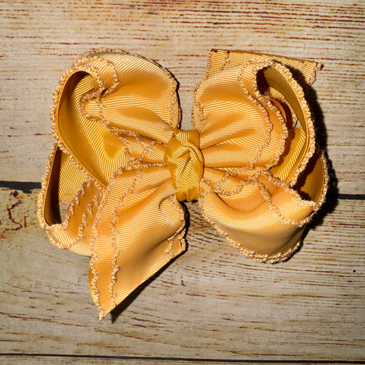 BUTTERNUT Harvest Neutrals Fall Mini Drop Double Moonstitch Hairbows Gold