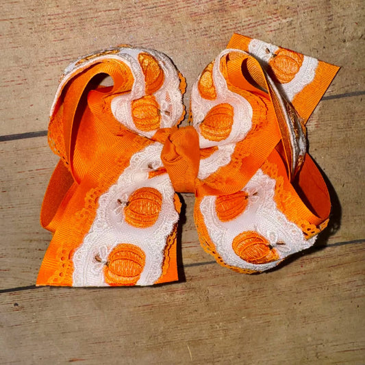 Pumpkin Patch Lace Bow