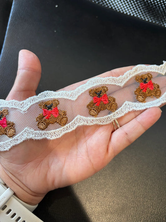 TEDDY BEAR Christmas Lace Bow