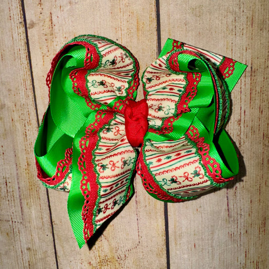 HOLLY JOLLY CANDY Hard Candy Christmas MINI DROP Moonstitch Lace Edge Frilly Bow
