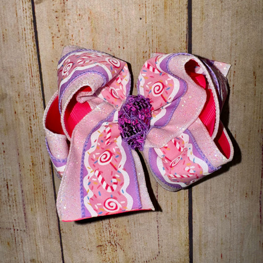 CANDYLAND CHRISTMAS Hard Candy Christmas MINI DROP Iridescent Glitter Frilly Bow