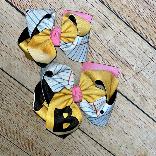 2023 Pencil Notebook Paper Custom Hair Bow