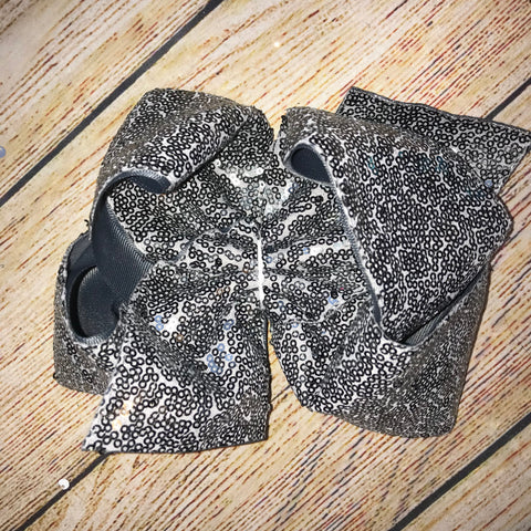 Charcoal Sassy Sequins Hair Bow