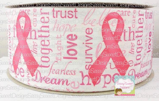 Pink Awareness Breast Cancer Double Hair Bow