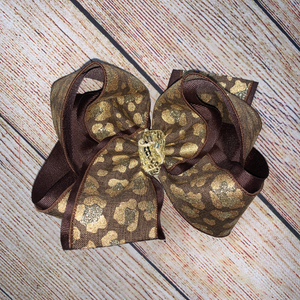 NEW!!! LIMITED Canvas Linen Leopard Hair Bows