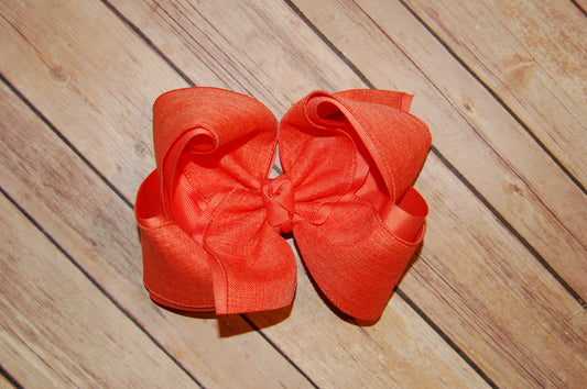 Deep Coral Solid Canvas Hair Bow