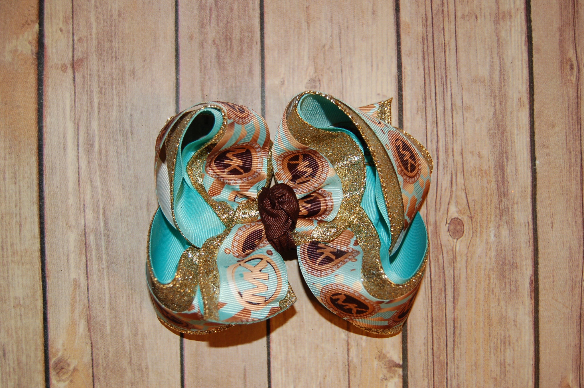 MK Mint Fancy Triple Glitter Hair Bow