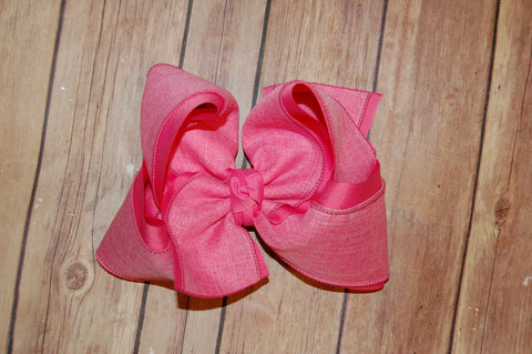 Hot Pink Solid Canvas Hair Bow